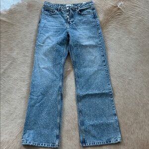 Mango Blue Speckled Flare Jeans